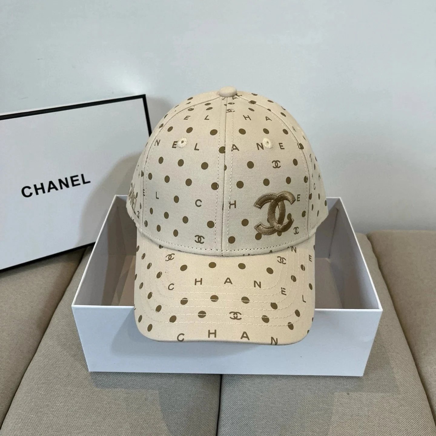 Chanel Logo Embroidered White Baseball Cap - 11