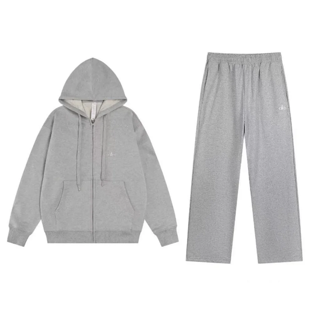 Alo Yoga Embroidered Hoodie & Wide-Leg Sweatpants Set