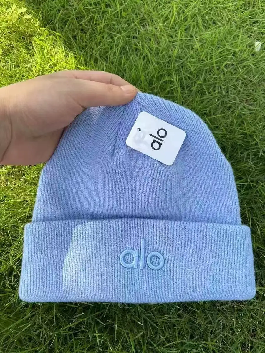 Alo Yoga Light Blue Ribbed Knit Beanie