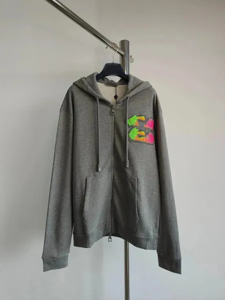 EC x Unknown Artist Zip-Up Hoodie Gray with Neon Gradient Logo - 1