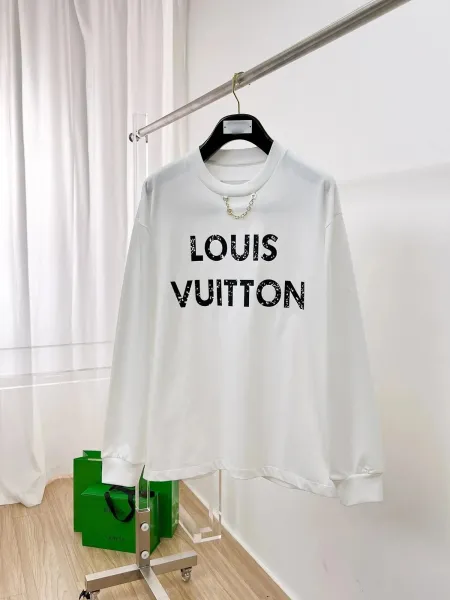 Louis Vuitton Distressed Logo Long-Sleeve T-Shirt White - 1
