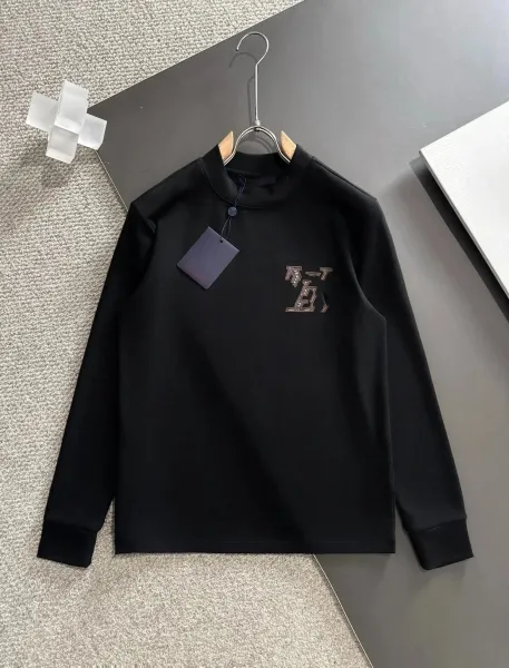 Louis Vuitton Monogram Embroidered Mock Neck Sweater Black - 1