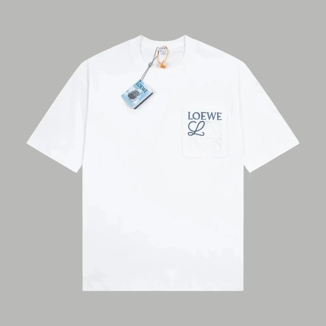 Loewe Loewe Cotton T-Shirt with Embroidered Pocket White