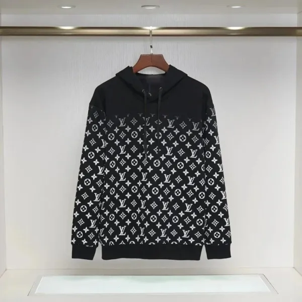 Louis Vuitton Monogram Print Hoodie Black - 1
