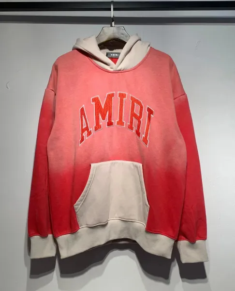 Amiri Gradient Arch Logo Hoodie Red Beige - 1