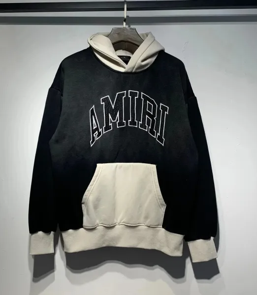 Amiri Arch Logo Hoodie Black and Beige - 1