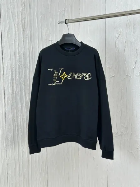 Louis Vuitton LV Logo Pearl-Embellished Black Hoodie - 1
