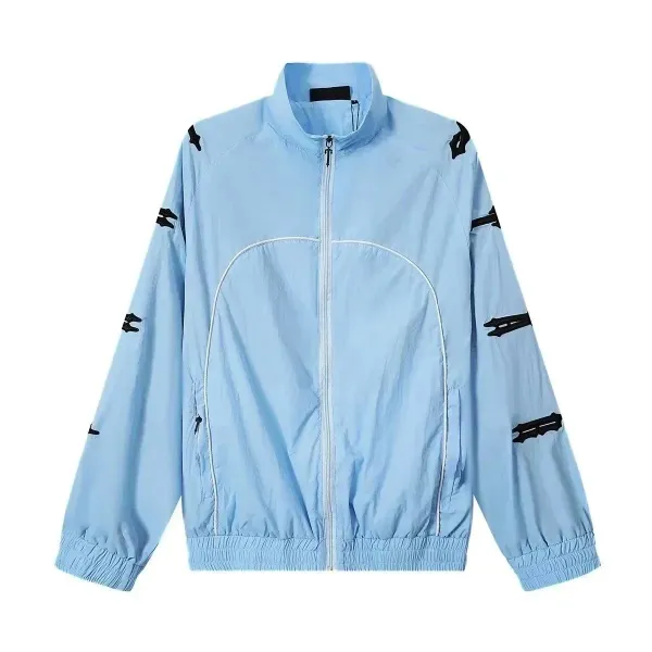 Off-White Diagonal Zip Windbreaker Light Blue Jacket - 1