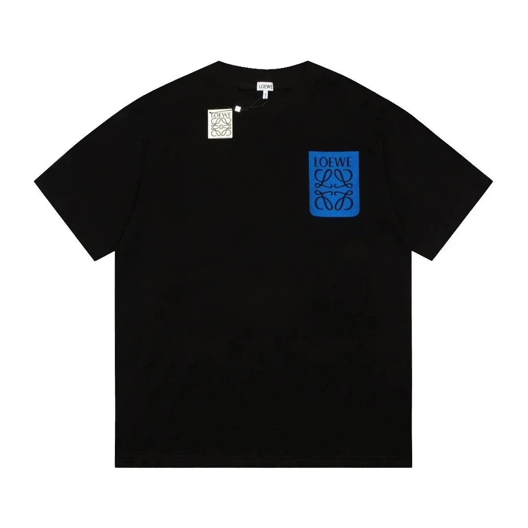 Loewe Loewe Anagram Pocket T-Shirt in Black with Blue Accents Black