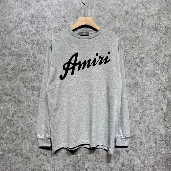 Amiri Script Logo Long-Sleeve T-Shirt Gray - 1