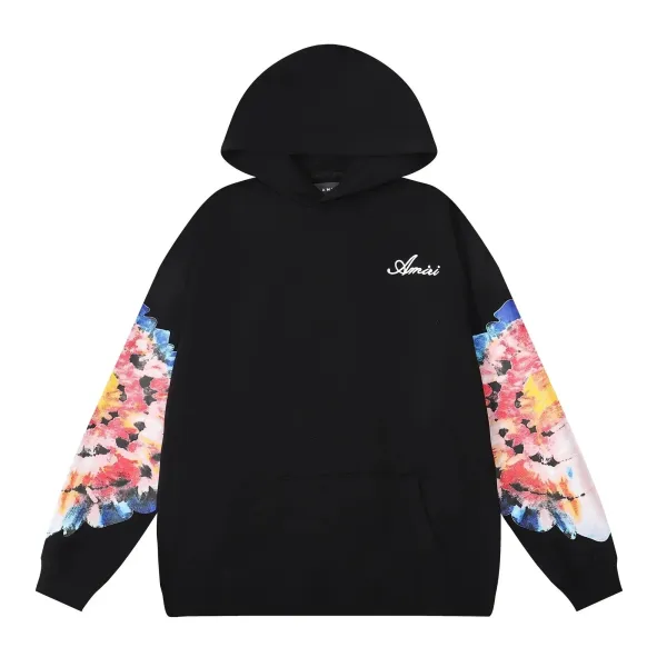AMIRI Distressed Black Hoodie with Embroidered Logo - 8