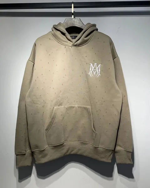 AMIRI Distressed Black Hoodie with Embroidered Logo - 11