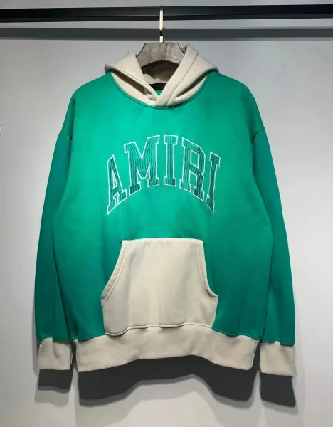 Amiri Arch Logo Hoodie Green and Beige - 1