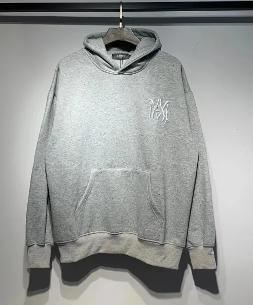 AMIRI Distressed Black Hoodie with Embroidered Logo - 10