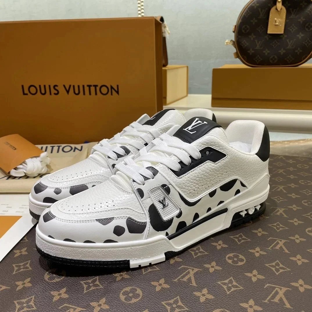 Louis Vuitton Trainer Monogram Black and White Sneakers - 4
