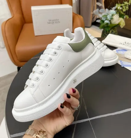 Alexander McQueen Oversized Sneakers White with Olive Green Accents Sneakers - 7