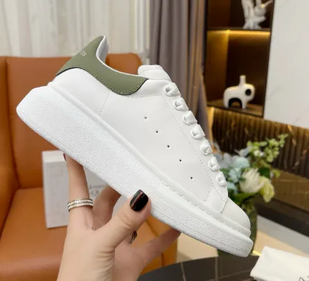 Alexander McQueen Oversized Sneakers White with Olive Green Accents Sneakers - 4
