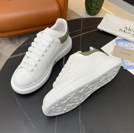 Alexander McQueen Oversized Sneakers White with Olive Green Accents Sneakers - 6