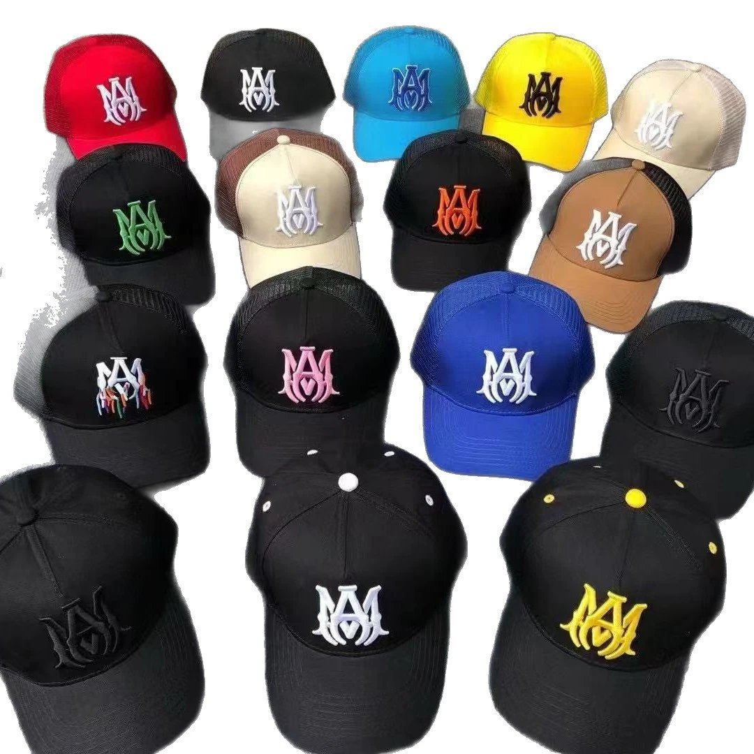 MM Logo Embroidered Black Red Blue Yellow Brown Beige Pink Mesh Trucker Cap