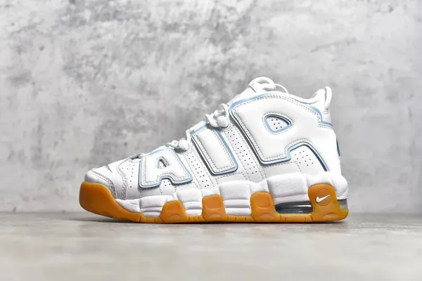 Nike Air More Uptempo White Ice Blue Gum Sole Sneakers - 1