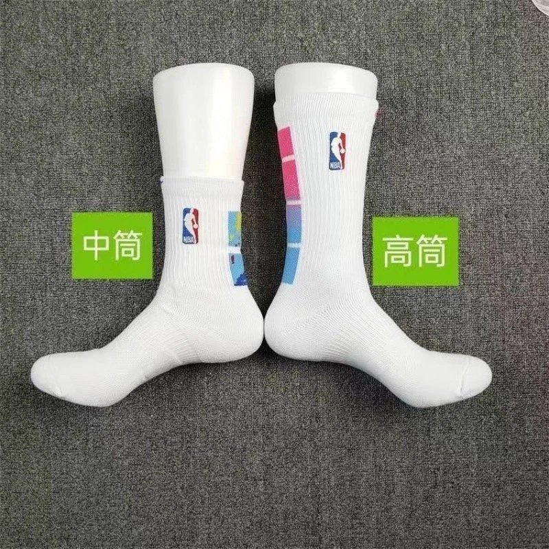 NBA Logo Stripe Crew Socks Multi Color Sport Style