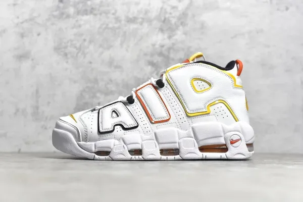 Nike Air More Uptempo White Yellow Orange Sneakers - 1