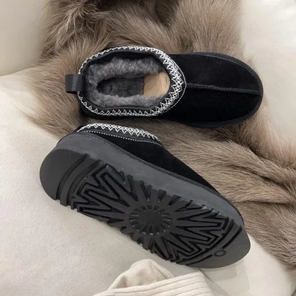 UGG Tasman Black Shearling-Lined Slipper Boots - 1