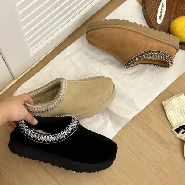 UGG Tasman Black Shearling-Lined Slipper Boots - 44