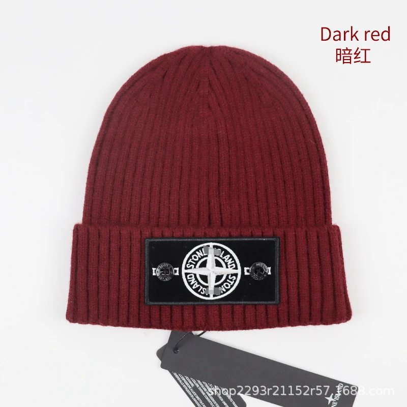 Dark red white label