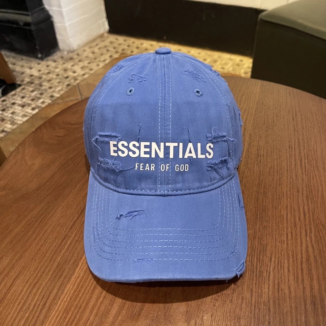 Fear of God Essentials Distressed Black Baseball Cap - 17