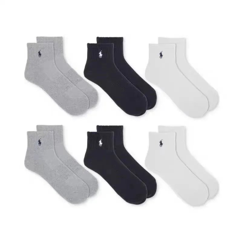 Polo Ralph Lauren Classic Sport Crew Socks White Black Gray