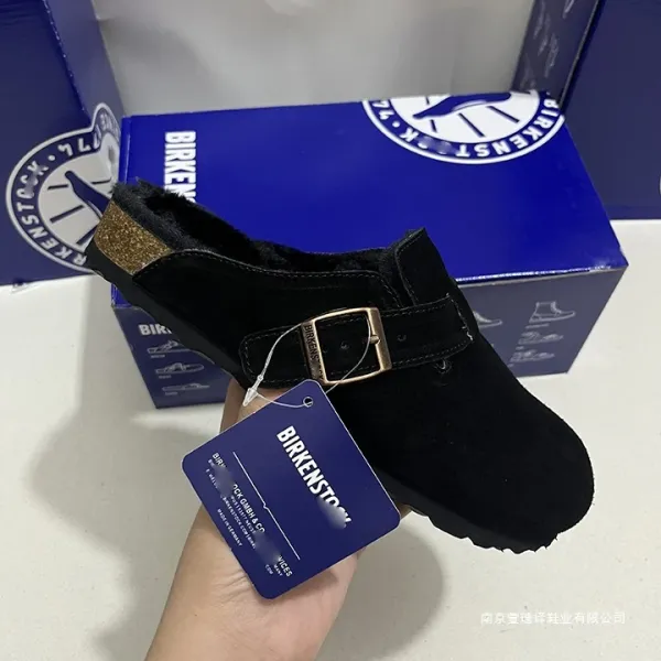 Birkenstock Boston Shearling-Lined Gray Suede Clogs - 3