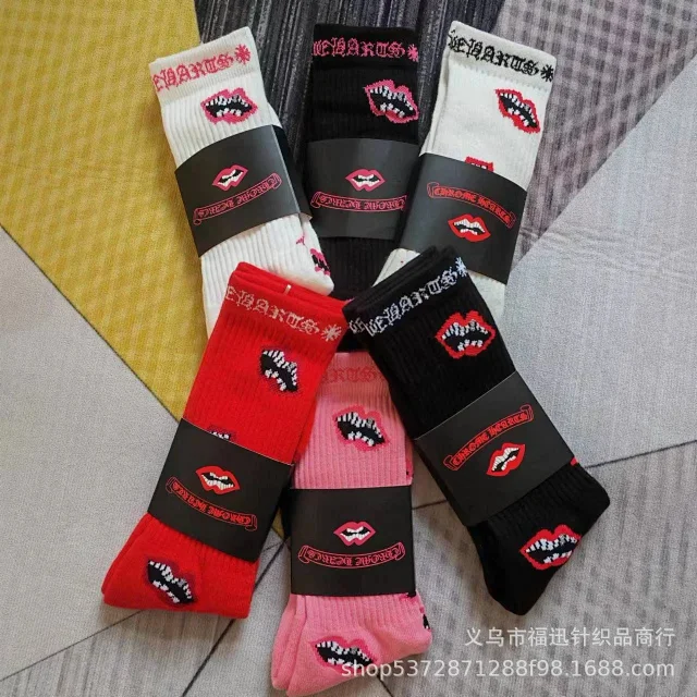 Chrome Hearts Socks Ribbed crew with logo lettering and contrast toe heel product detail image 4