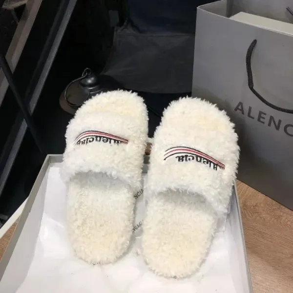 Balenciaga Teddy Slippers Orange Fuzzy Slippers - 9