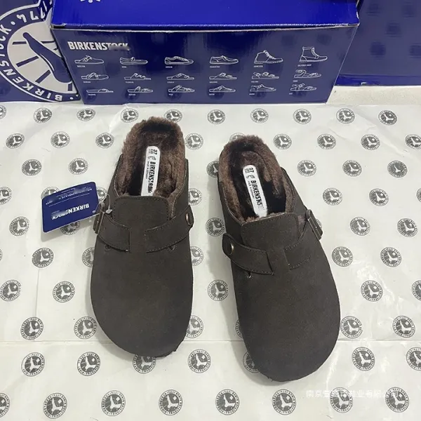 Birkenstock Boston Shearling-Lined Gray Suede Clogs - 14