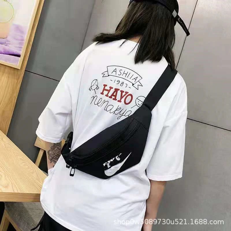 Nike Logo Distorted Waist Bag, Unisex Streetwear Fanny Pack, Adjustable Strap 1