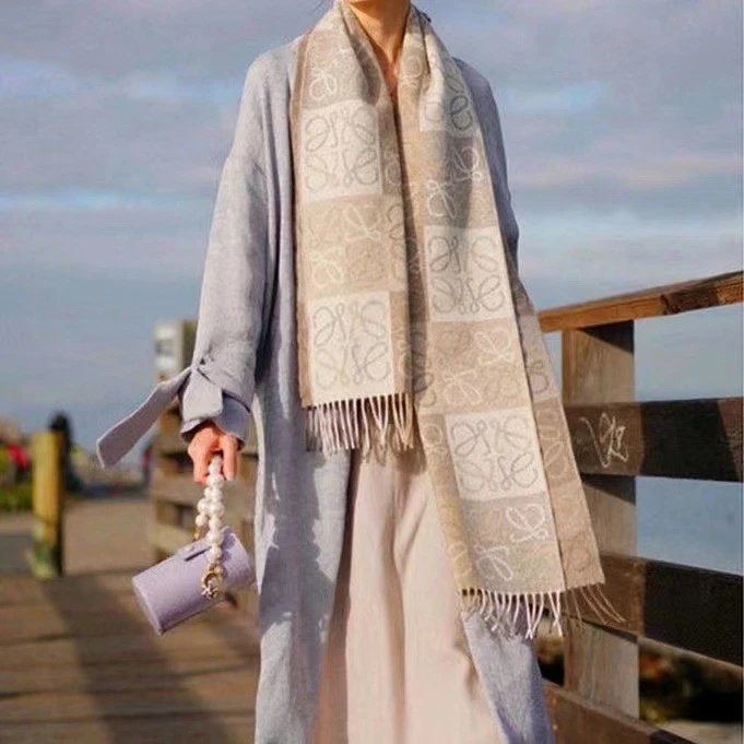 Loewe Beige Scarf with Tassels