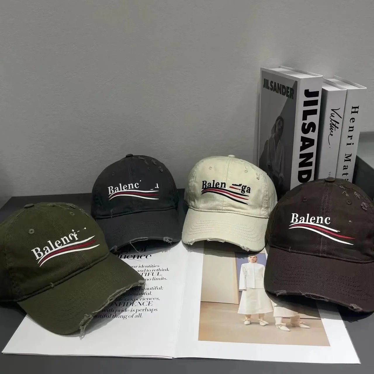 Balenciaga Distressed Logo Baseball Cap Brown - 8