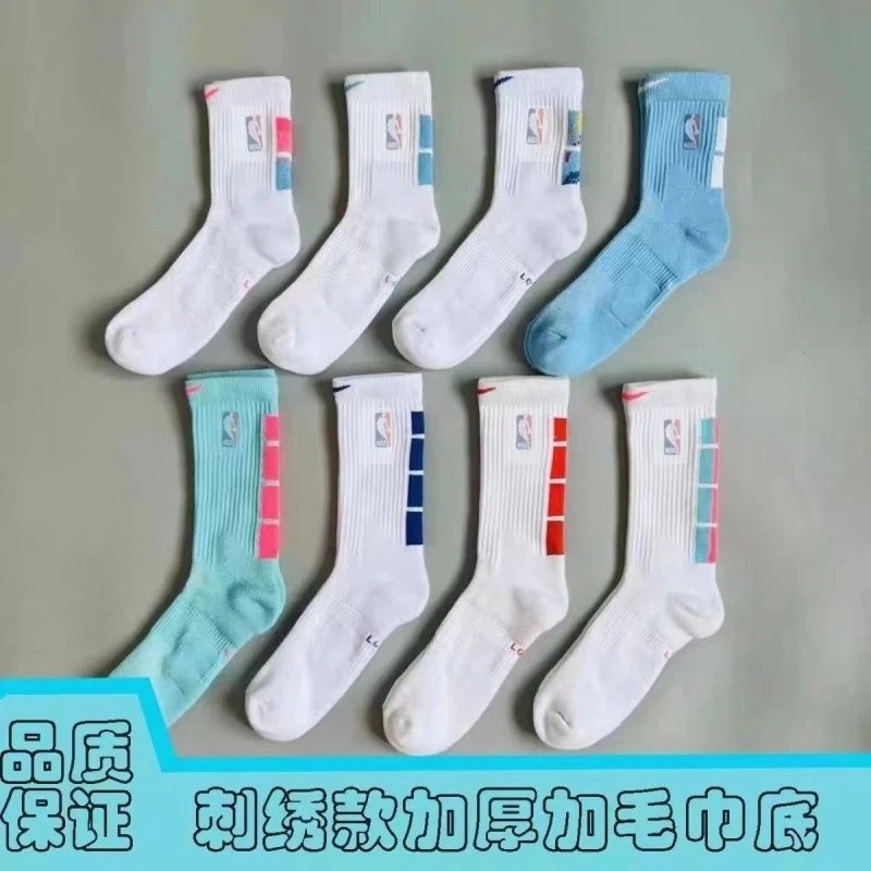 NBA Logo Stripe Crew Socks Multi Color Sport Style
