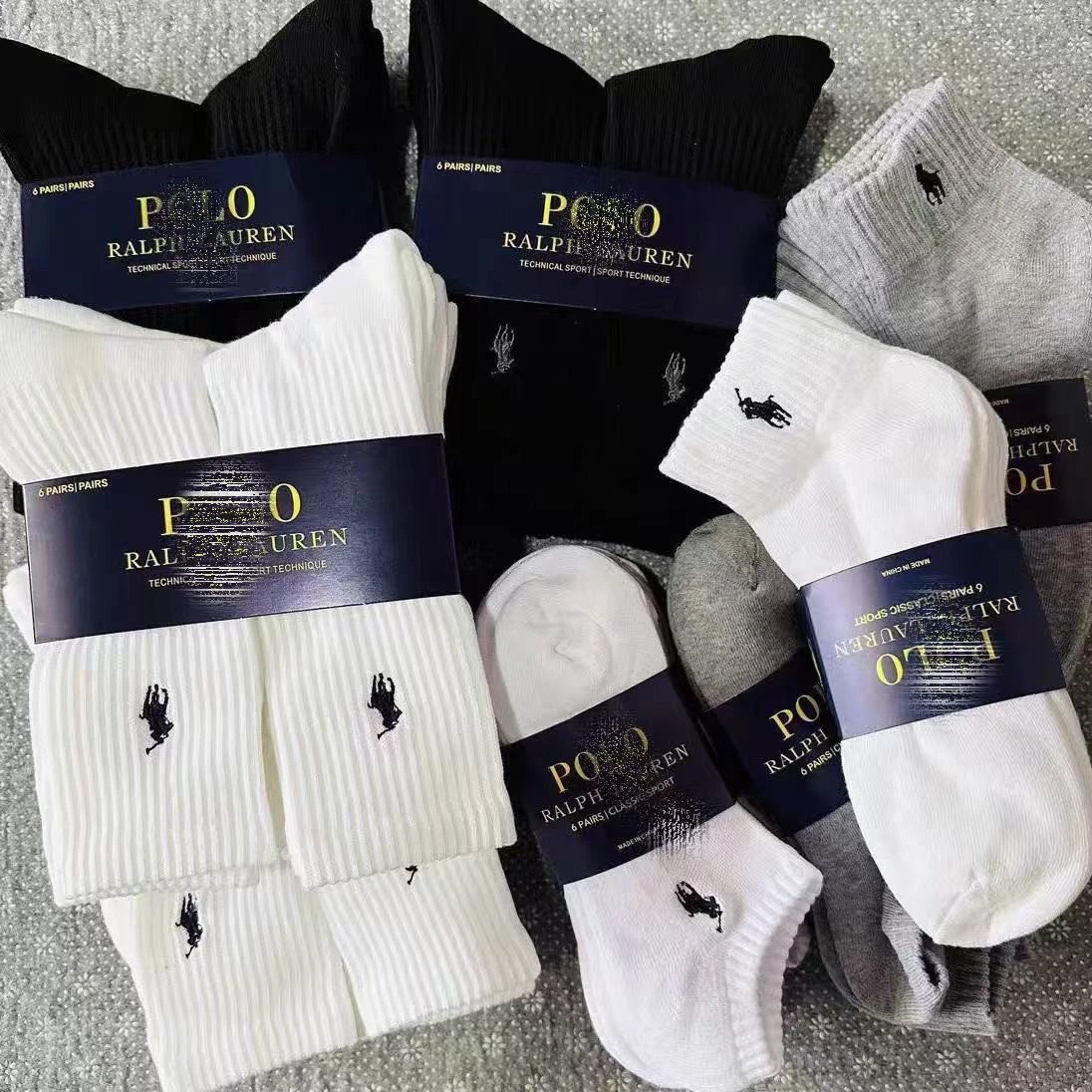 Towel bottom embroidery 6 pairs set mid tube high tube socks