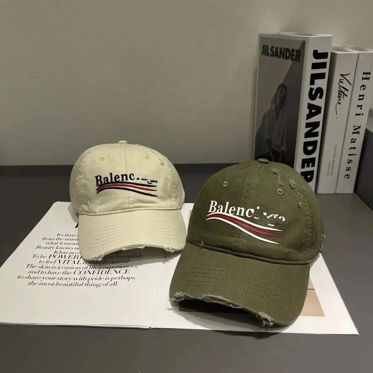 Balenciaga Distressed Logo Baseball Cap Brown - 7