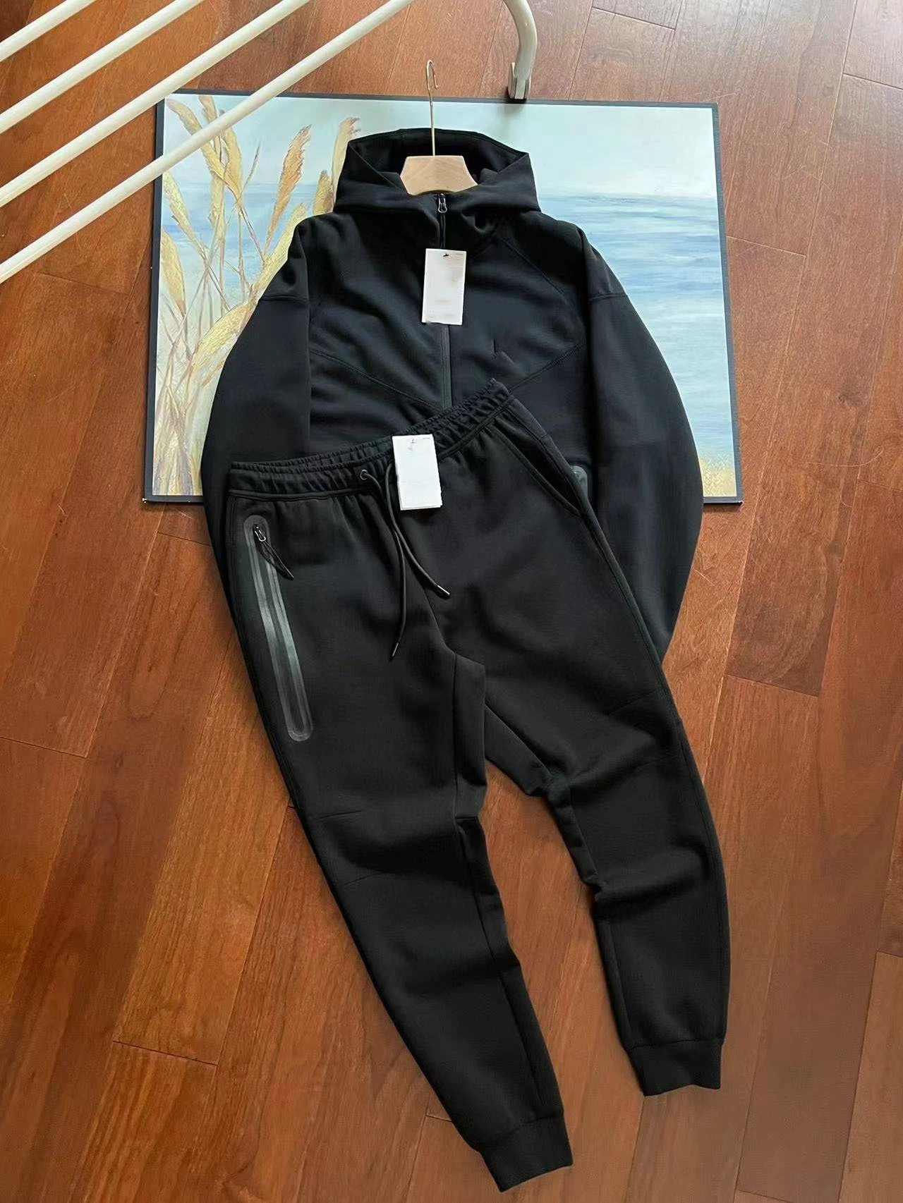 2024 Fall Casual Multi-Color Air Layer Cotton Hooded Men's 922 Jacket and 002 Sweatpants Set