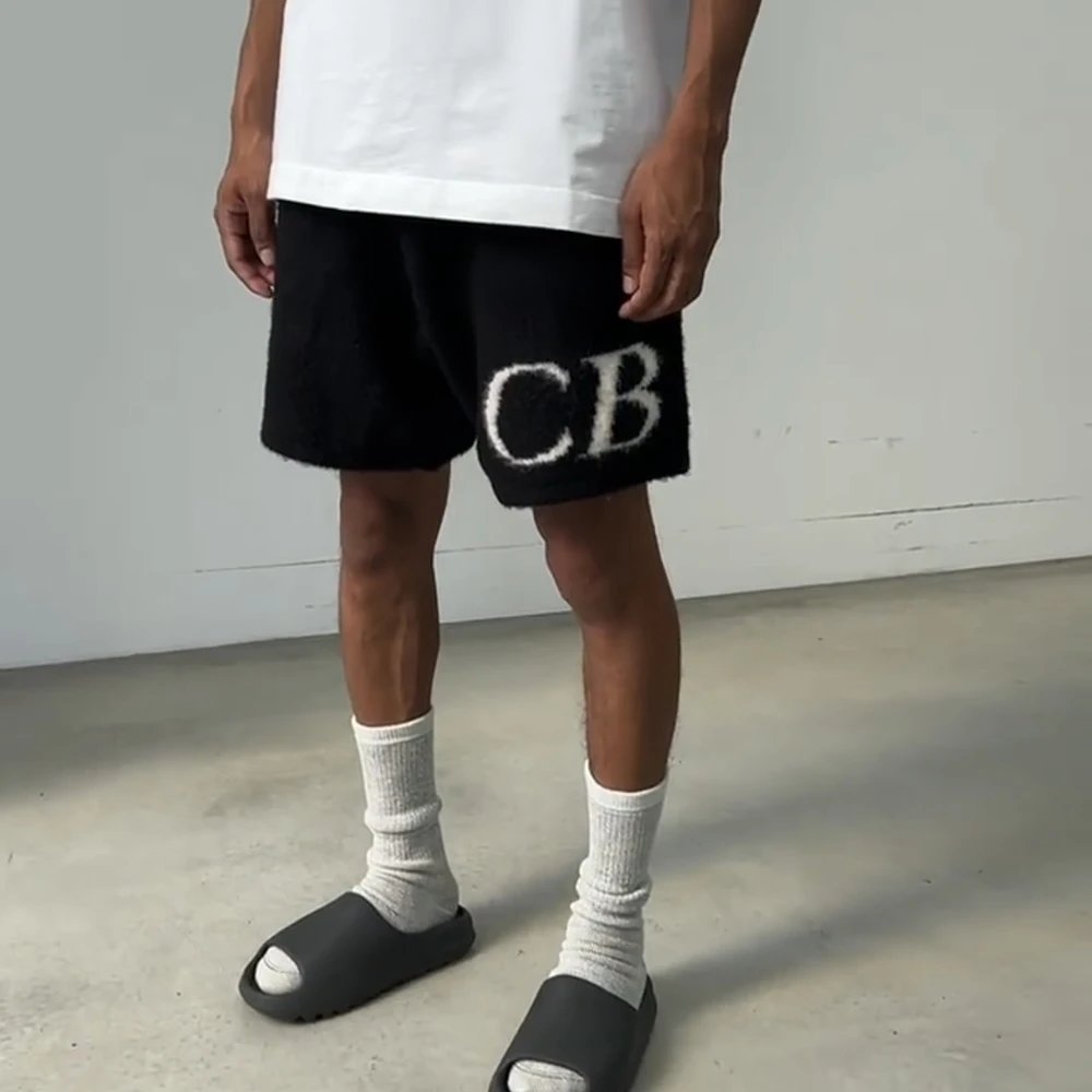 Cole Buxton提花字母logo毛织抽绳CB短裤高街基础简约直筒休闲裤 3
