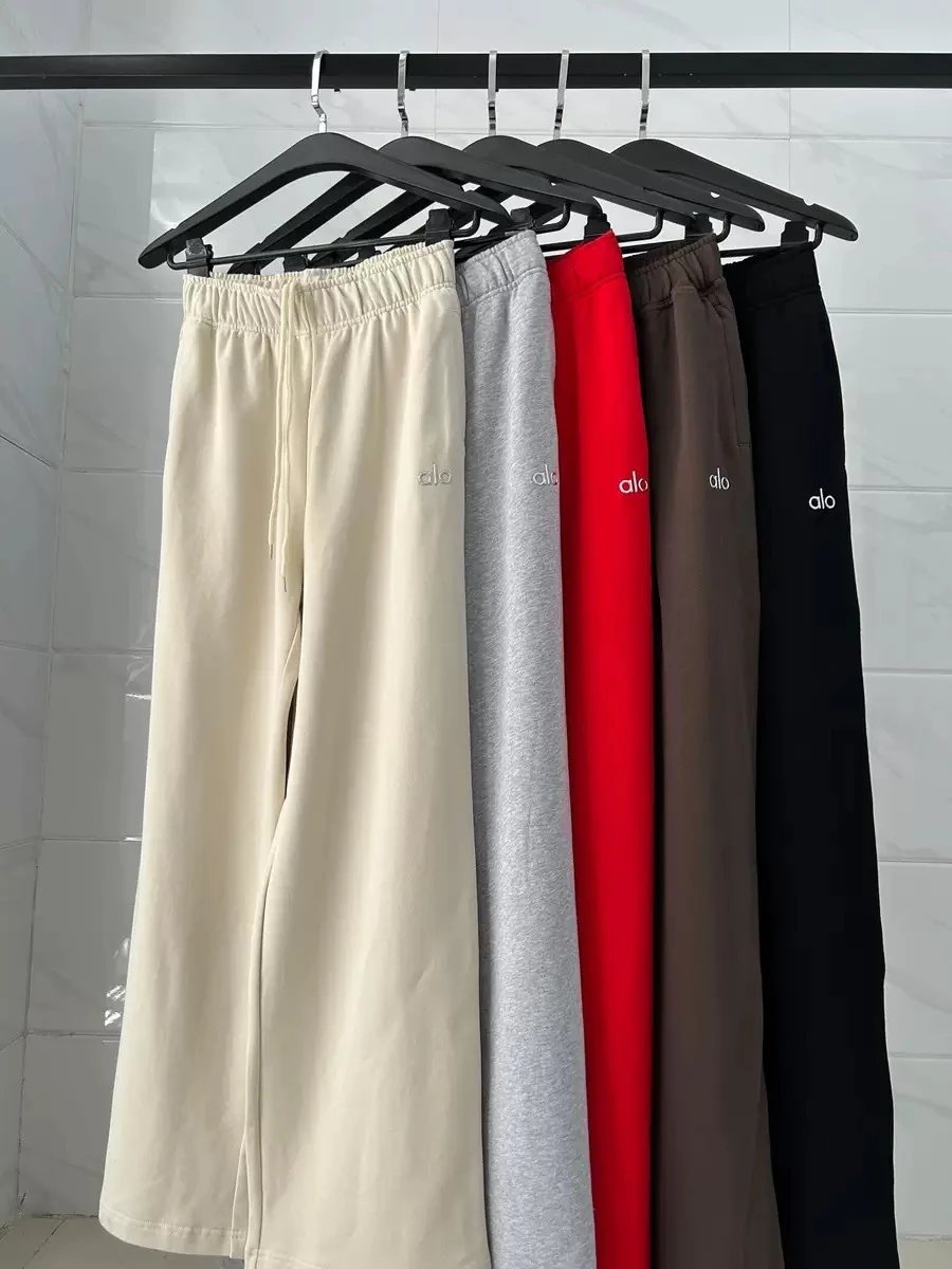 ALO 2025 autumn new minimalist logo casual sports pants, men's and women's pure cotton versatile leg binding sweatpants