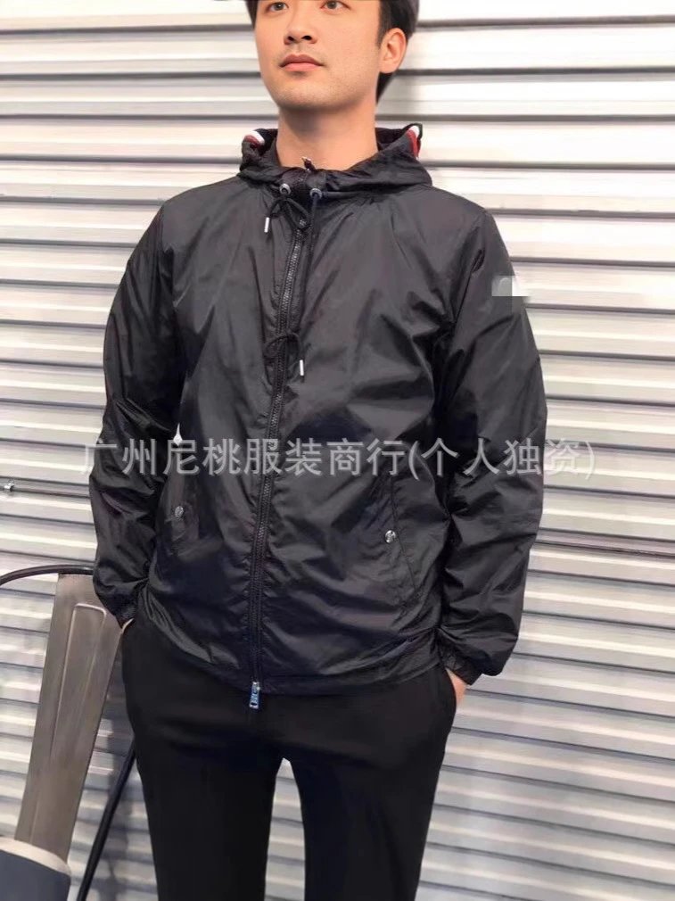 正确版M家男士高端抽绳连帽上衣服运动减龄休闲夹克风衣外套批发 3