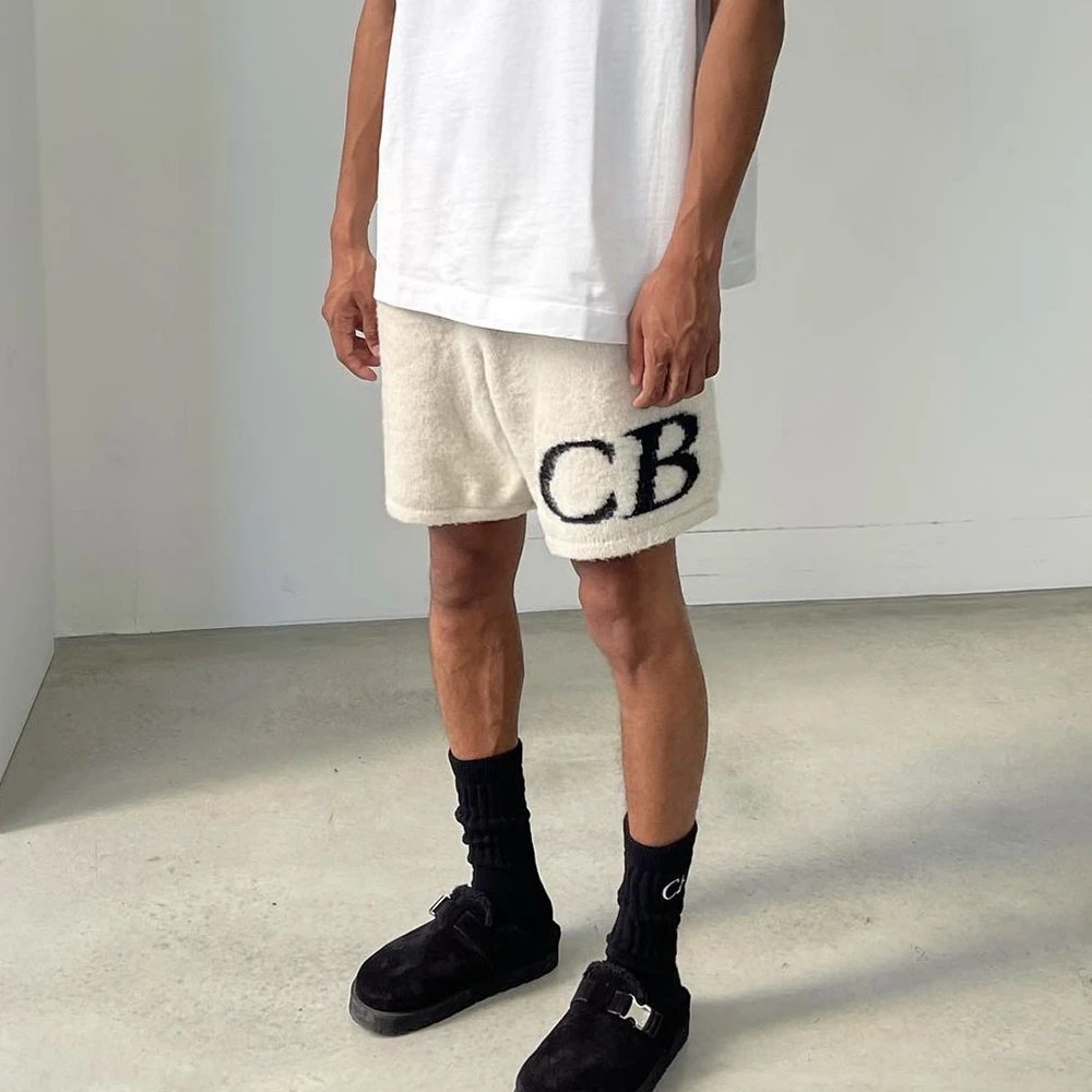 Cole Buxton提花字母logo毛织抽绳CB短裤高街基础简约直筒休闲裤 2