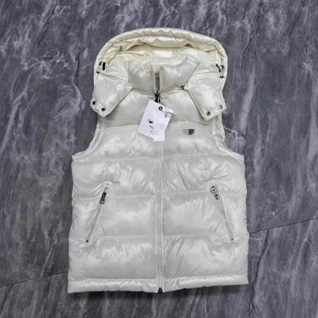 Moncler Vests Quilted puffer vest with detachable hood — Mengkou vest, white