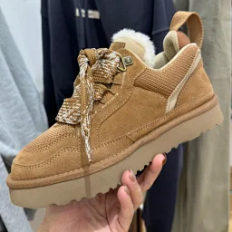 thumbnail for 桑坡新款2025系带厚底低帮梅尔真皮雪地加绒冬季保暖加厚棉鞋