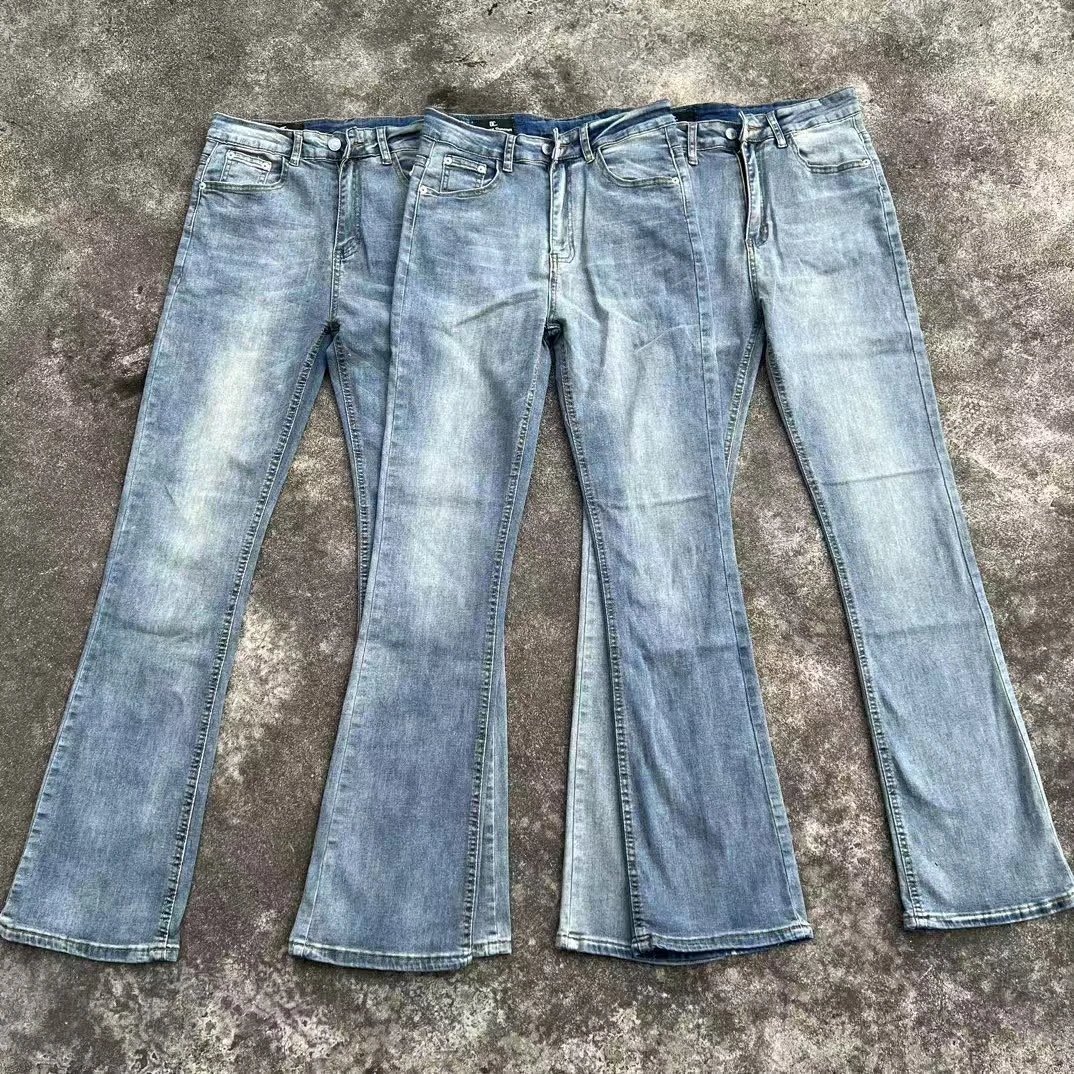 Unbranded Cleanfit Jeans 517 Style Micro Flare Vintage Washed Ice Blue