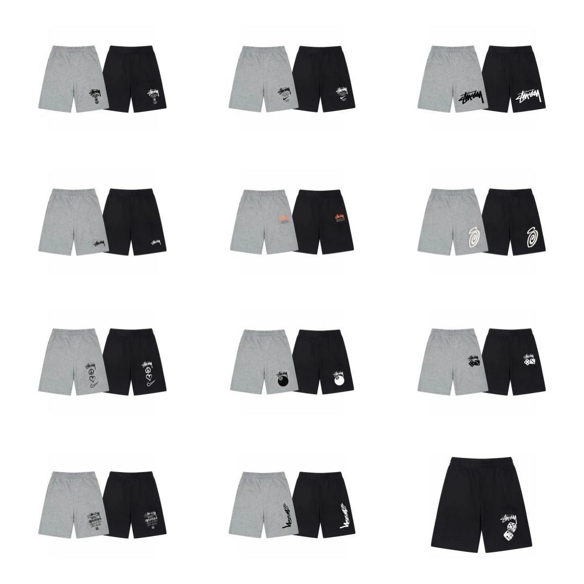 STU Casual Five-Point Pants with Skull & Dice Print for Men, Women, and Teens